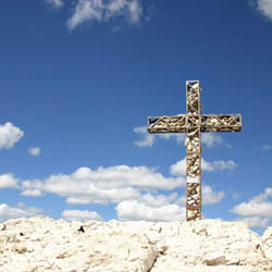 Alps Christian Cross on Top of a Mountain